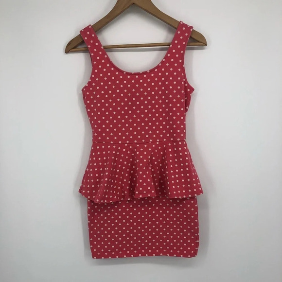 Pink stretchy tank mini dress with ruffle Medium - Picture 1 of 4